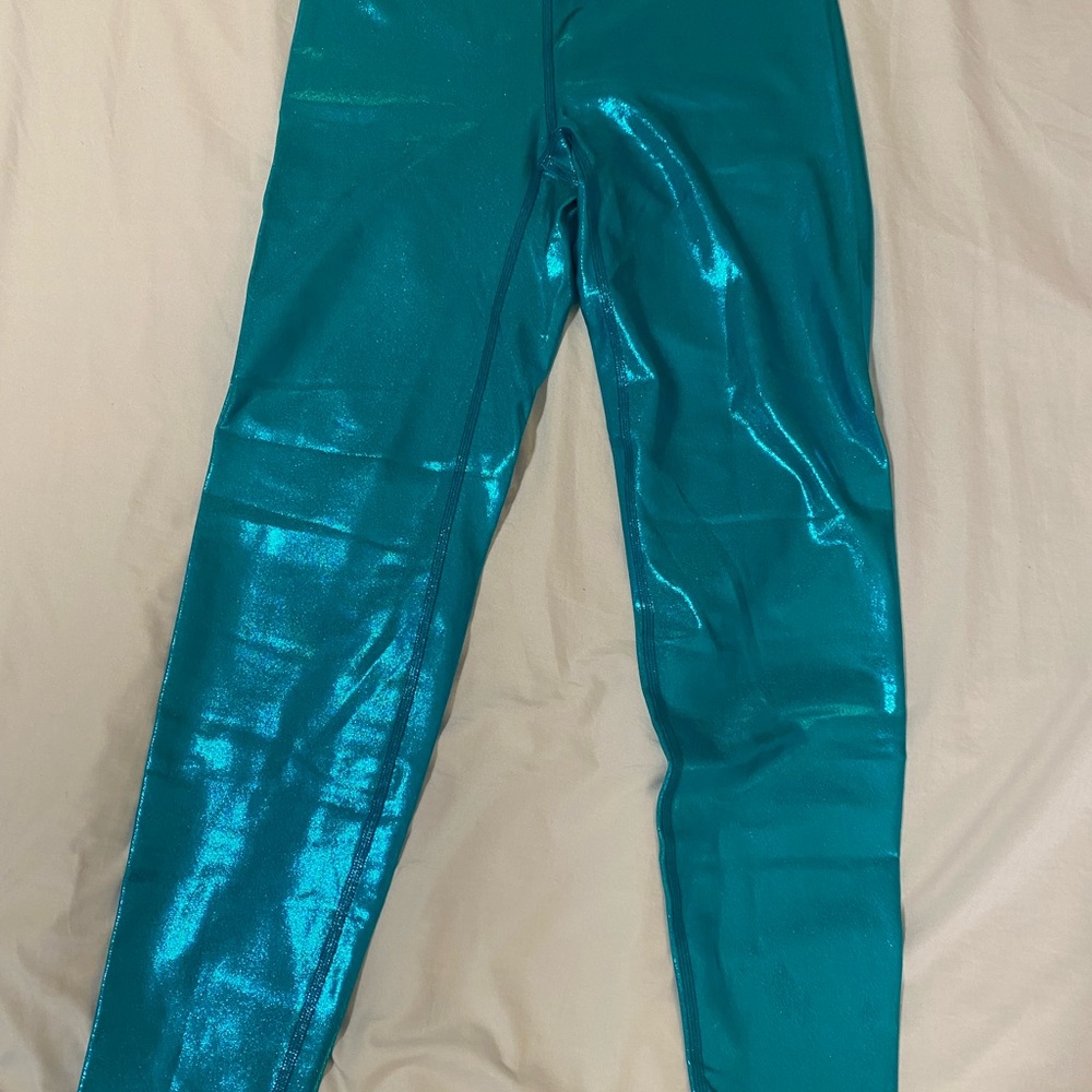 Heroine Sport Metallic Teal Workout Leggings in Large
